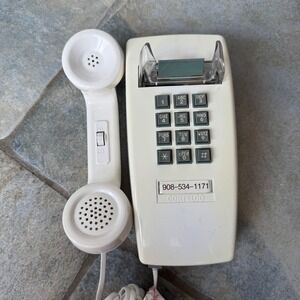 Vintage Cortelco Beige Wall Phone Touch Tone‎ 255415-VBA-20M USA Made MCM Retro